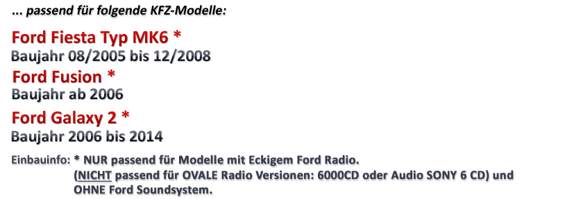 Auto Radio DIN Einbau Blende Rahmen ISO Adapter für FORD Fiesta MK6 Fusion SET 