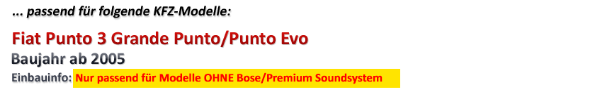 Grande/Evo I-SOTEC ISO-4CB Verstärker für Fiat Punto 3 Plug & Play ab 2005 